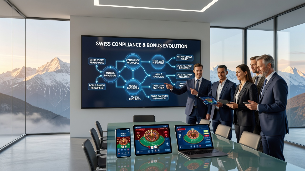 Mobile table game interfaces displaying compliant bonus features under Swiss regulations